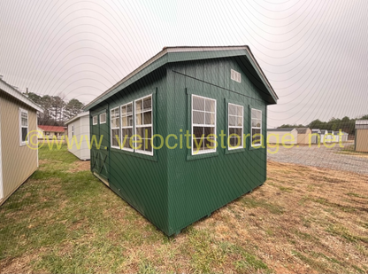 NEW SUPER SALE PRICE 12X16 HIGH WALL GARDEN SHED $6,956.16. COMES WITH TECH SHIELD, WORK BENCH AND SHELVING